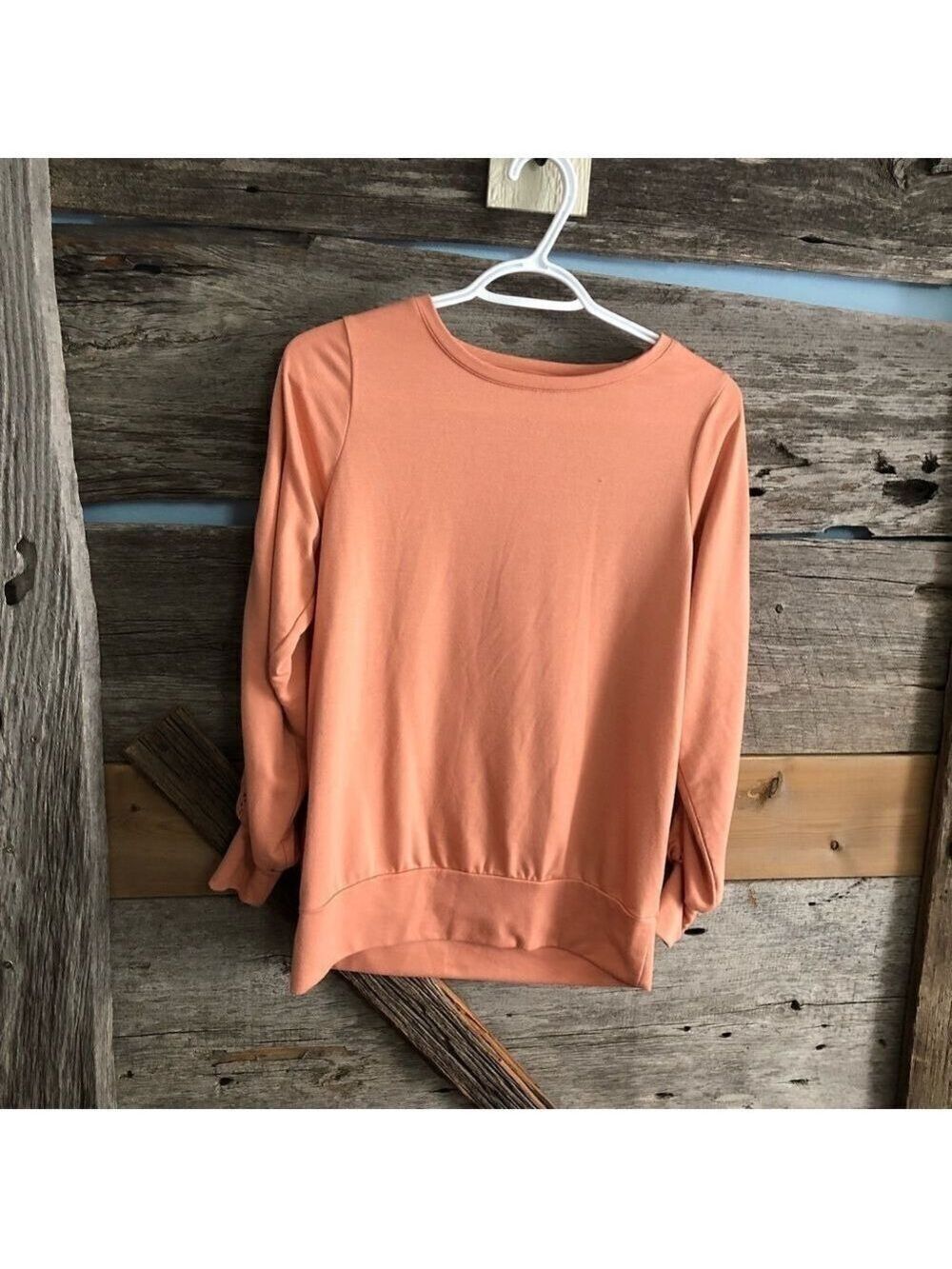 REITMANS Size XS Peach/Tan, Crochet Trim Sweatshirt